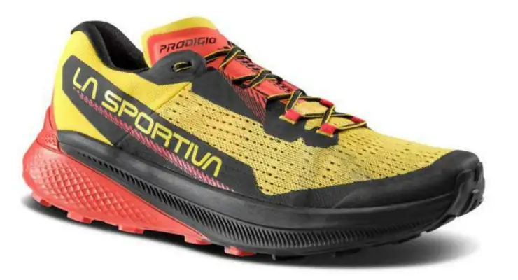 La Sportiva Prodigio vista lateral mostrando la entresuela XFlow y la suela FriXion